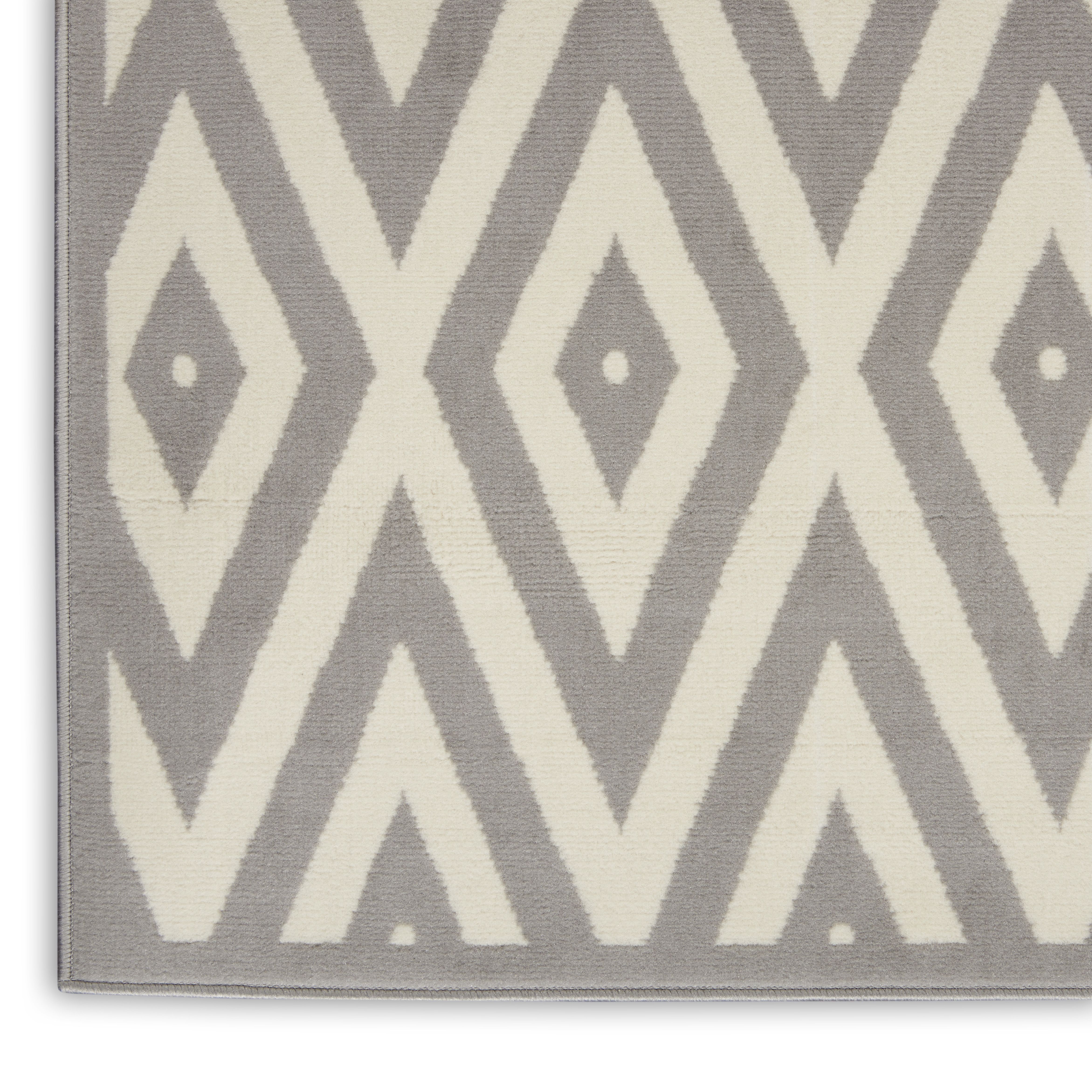 Nourison Grafix Rectangle 6'X9' White And Grey Area Rug 099446719553