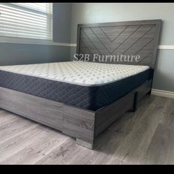 King Size Rustic Platform With Orthopedic Mattress