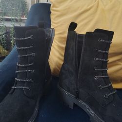 Women's Black Combat Boots Size 9