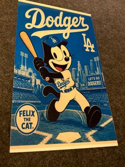 Felix the cat dodger themed on a metal sheet