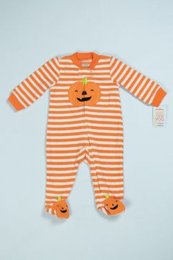 SHIPPING $7 | Baby boy pumpkin fleece footed pajama size new born & 3 months