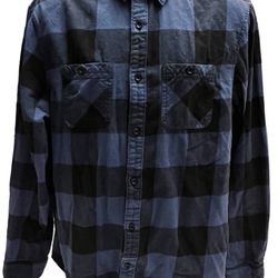 Urban Pipeline Flannel Blue and Black Plaid Button-Up Shirt Size Large