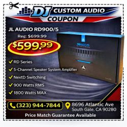 JL Audio RD Series RD900/5 5-Channel Speaker System Amplifier 1800 Watts 🚨 Payment Options Available 🚨 No Credit Needed 🚨