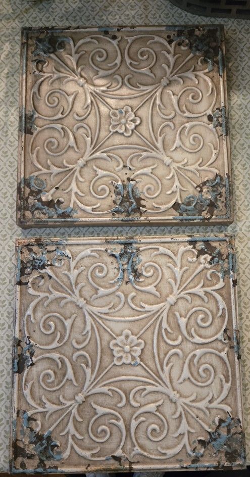 Pair Of Hobby Lobby Metal Tin Decor