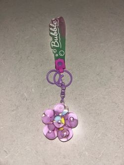 Key hanger glass flowers, bag chain, multi color