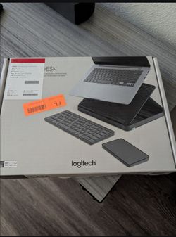 Logitech Casa Pop-Up Desk Work From Home Kit with Laptop Stand, Wireless Keyboard & Touchpad