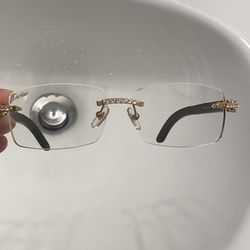 Cartier glasses medium diamonds natural black wooden n