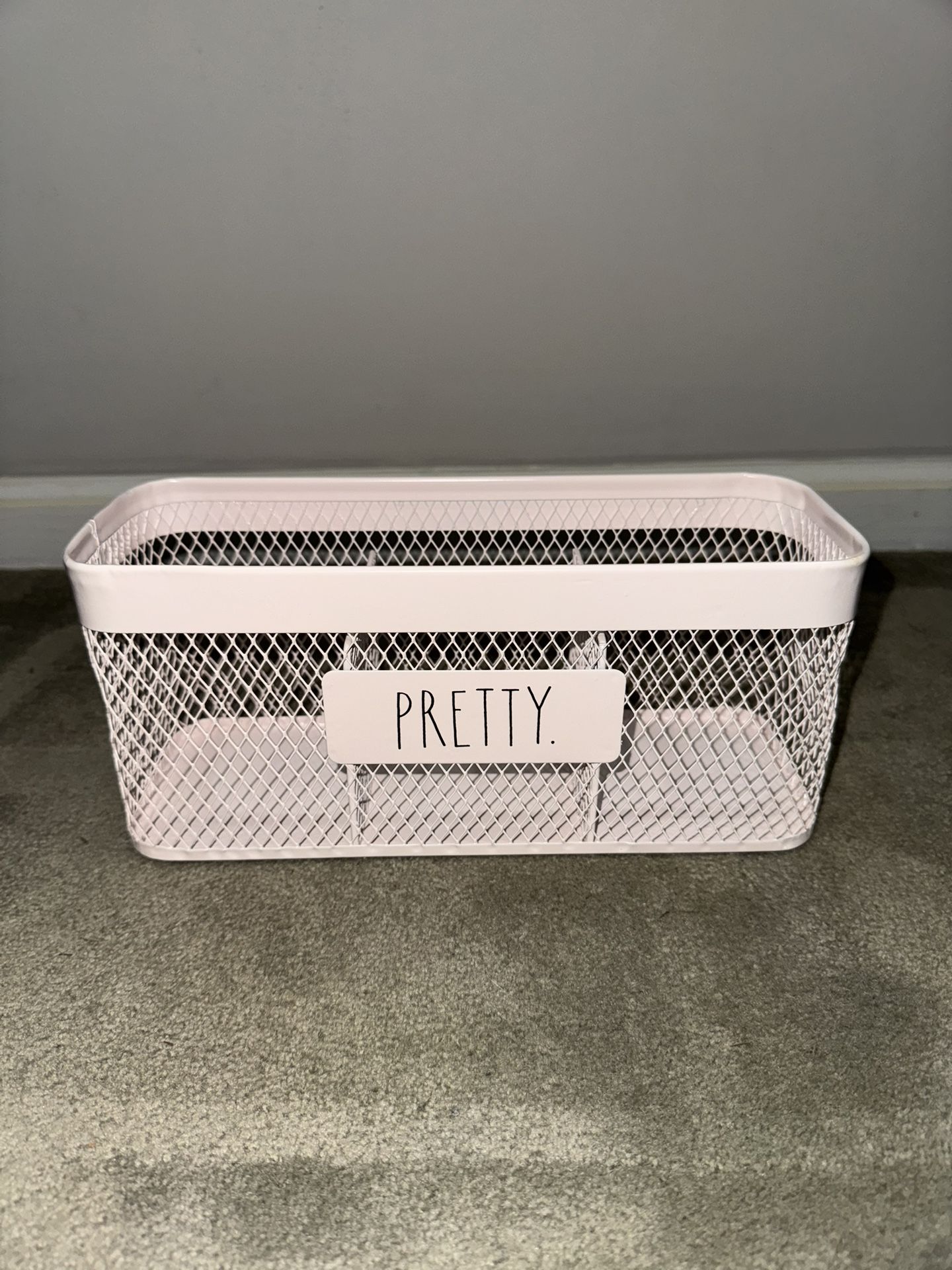 Rae Dunn Pink Mesh Storage Caddy – “PRETTY” Organizer Bin