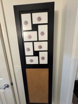 wall-mounted combination collage photo frame and corkboard