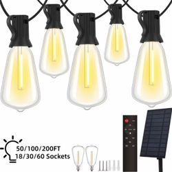 50FT Solar Power Led Fairy Lights w Remote Indoor/Outdoor 18 Bulbs+2 SuperBright