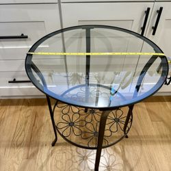 side table black/clear glass 
