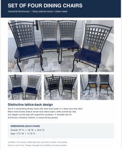 Set of four metal wood dining chairs