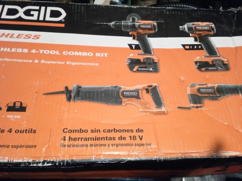 RIDGID 18V BRUSHLESS 4-TOOL COMBO KIT