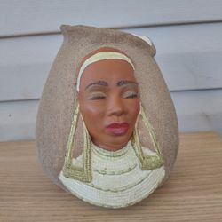 African Warrior Vase beautiful hand painted ceramic