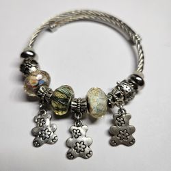 Silver Charm Bangle Bracelet 