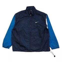 VINTAGE NIKE WINDBREAKER JACKET XL MENS BLUE SWEATSHIRT TRAVIS SWOOSH FULL ZIP