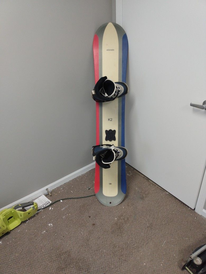 K2 El Dorado 156 Snowboard With Click And Bindings Size 11 K2 El Dorado 156 Snowboard With Click And Bindings Size 11