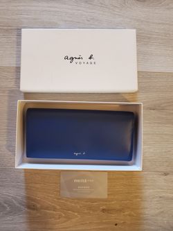 agnès b. / Voyage Femme Women Long Wallet Purse Navy Blue JW01-03