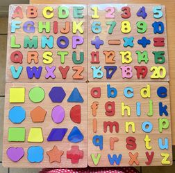 Kids Alphabetic Arithmetic Number Geometric Shapes Wooden Puzzle Montessori Learning Education
