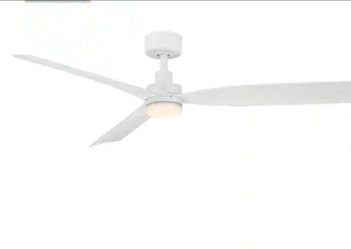 Marlston 52 in. Indoor Outdoor Matte White with White Blades Ceiling Fan with Adjustable White LED with Remote Included