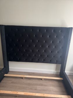 Black Velvet Tufted Wingback Bed Frame
