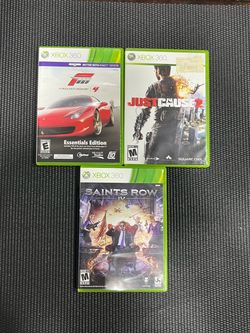 Xbox 360 Game Lot 3pc CIB - Forza 4 Essentials Just Cause 2 Saints Row IV