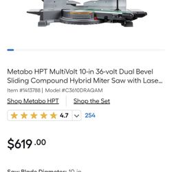 10" Metabo Miter Saw  With AC Plug Adapter Included