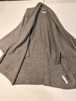 Zara Gray Long Open-Front Cardigan Duster Sweater — Size L