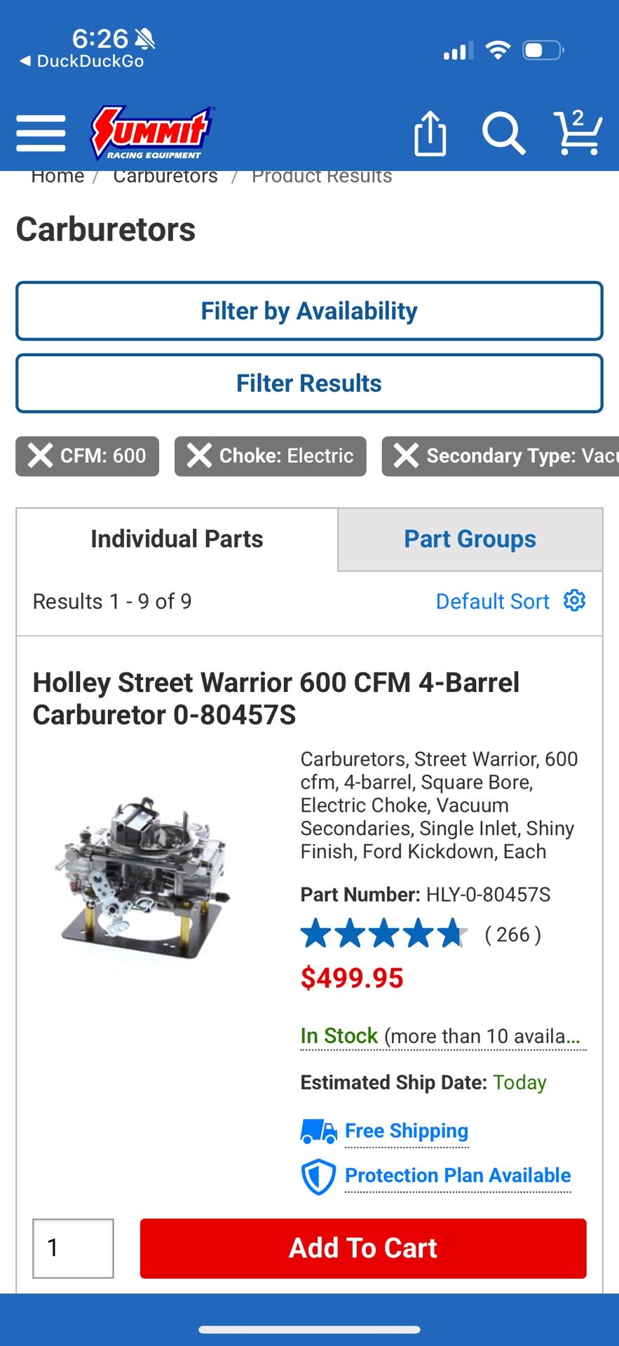 Carburetor w/ Electric Choke