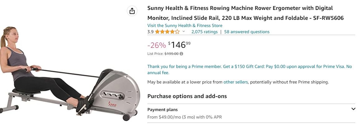 Rowing Machine Sunny Health