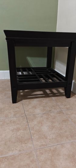 Klaussner Dark Wood & Glass Console Table / Entryway Shelf