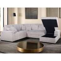 New Corduroy Sectional W Pullout Bed/Chaise Storage.  123x97x66x38H.  Free Delivery!