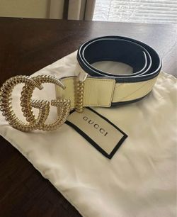Gucci Double G Torchon Belt White with dust bag