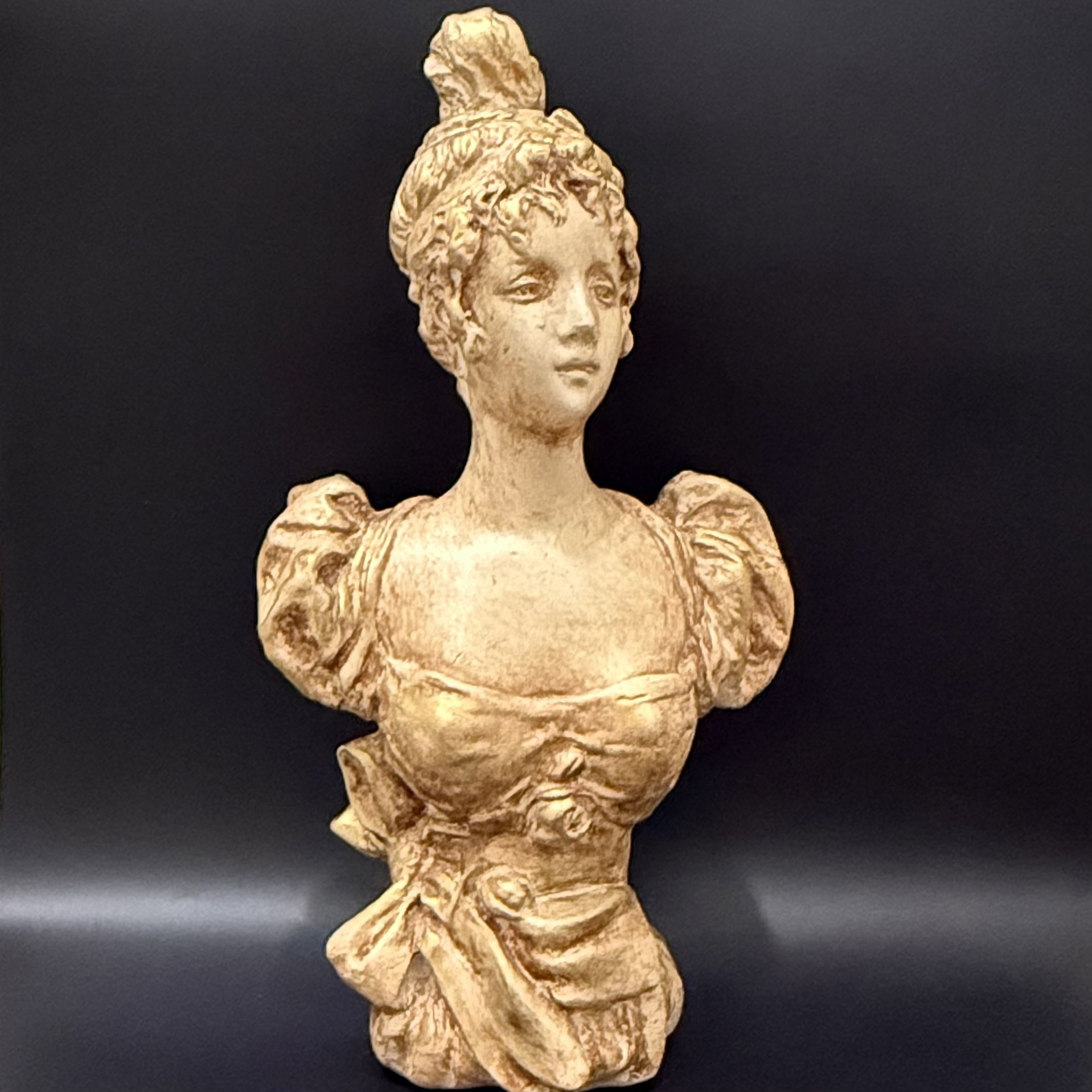 Heavy Chalkware Art Noveau 15”Victorian Lady Head Bust Sculpture 5.5lbs.