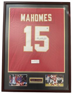 Patrick Mahomes Framed Red Jersey Auto Signed Kansas City Chiefs W/COA Beckett