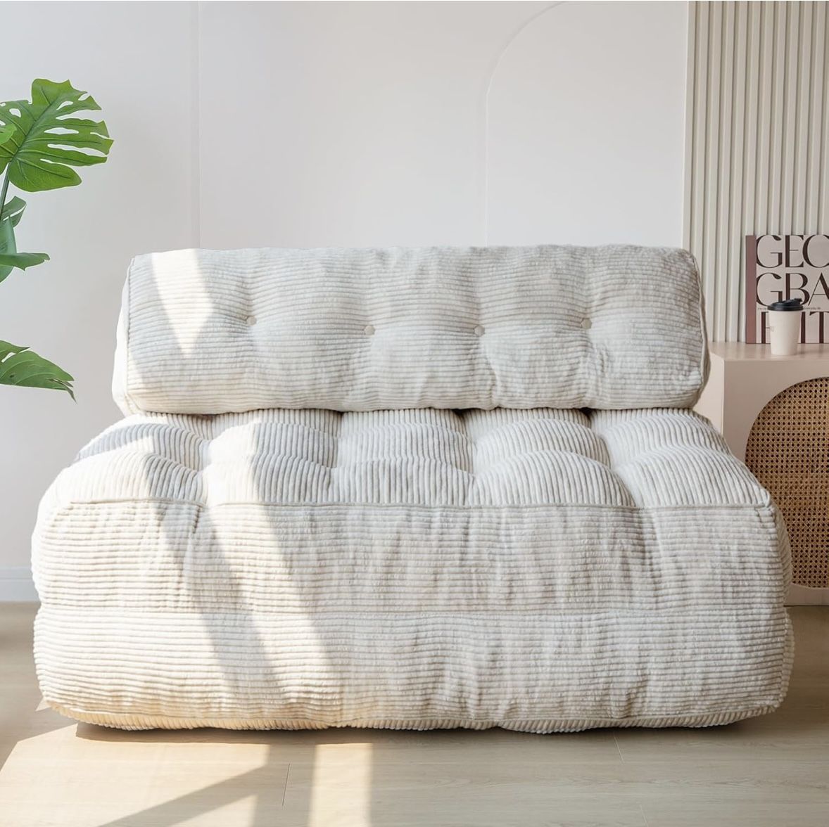 Off White Folding Sofa Bed Double 