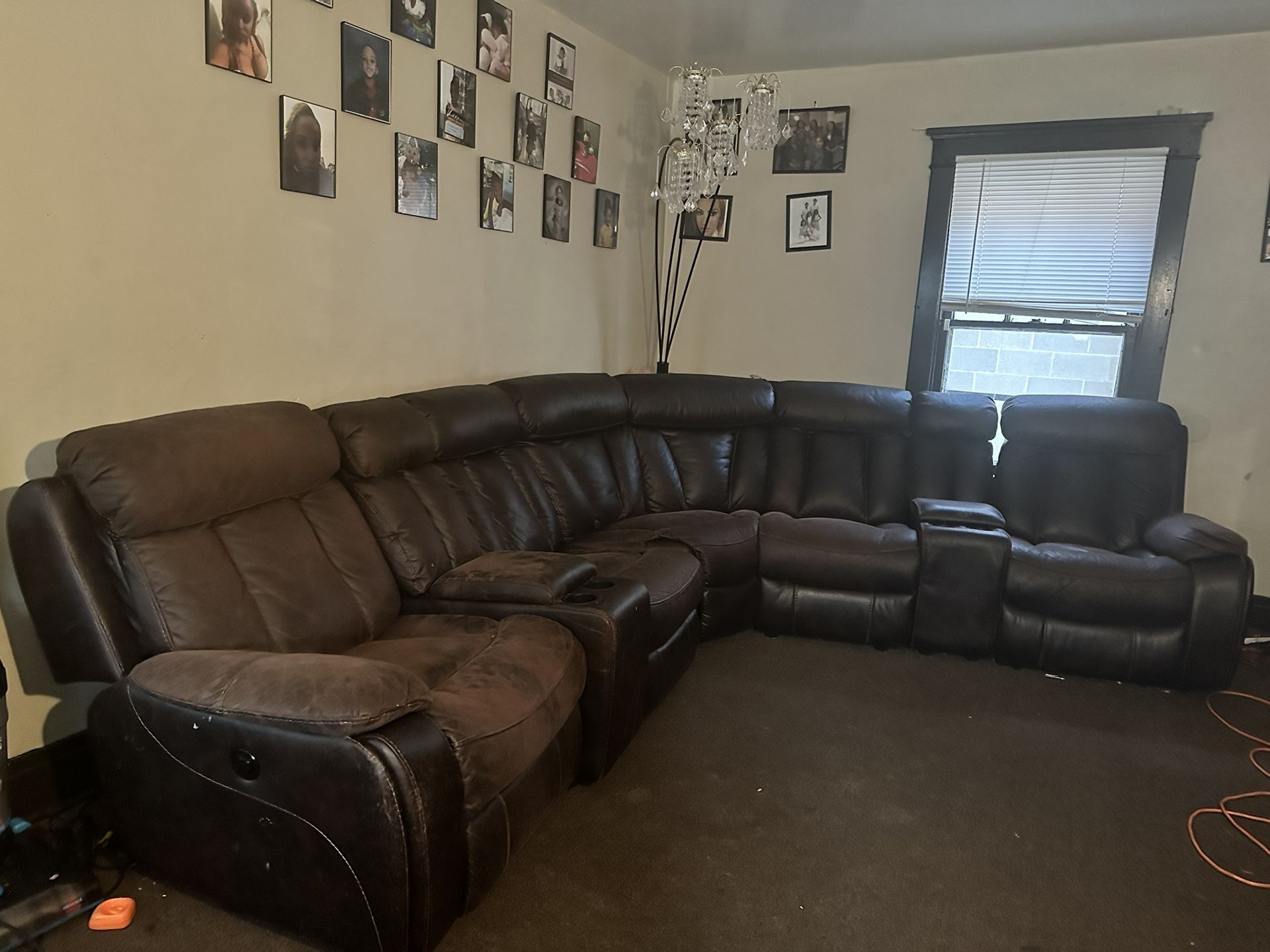 7 Piece Leather Reclining Sofa Set