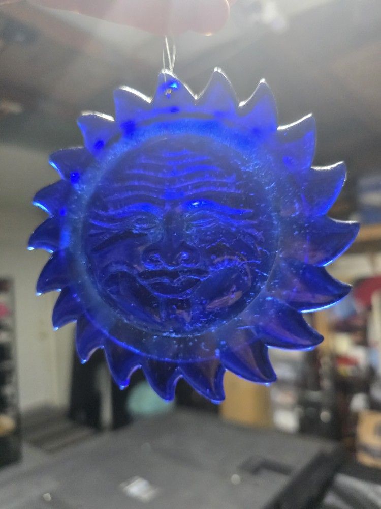 Cobalt Blue Glass Suncatcher **vintage **