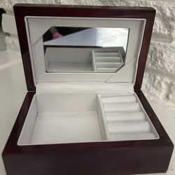Wooden Small Jewelry Box Mirrored