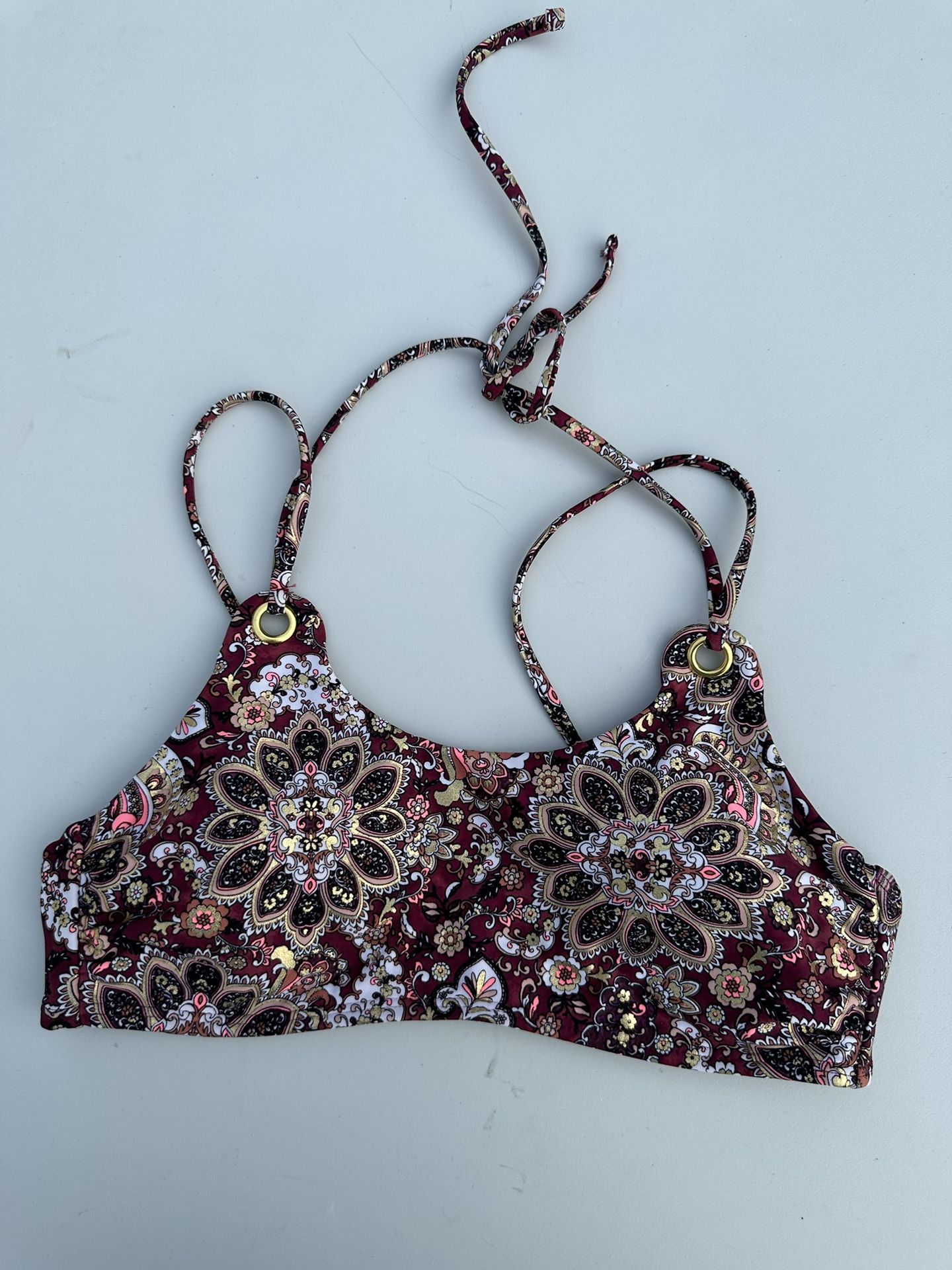 I Island Soul High Neck Bikini Top – Boho Floral Paisley Print (Size S, NWT)