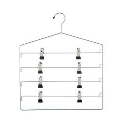 Organize It All 4 Tier Swing Arm Slack Rack Metal Clip Hanger - Silver: Chrome Multipurpose Pants & Scarves Hanger