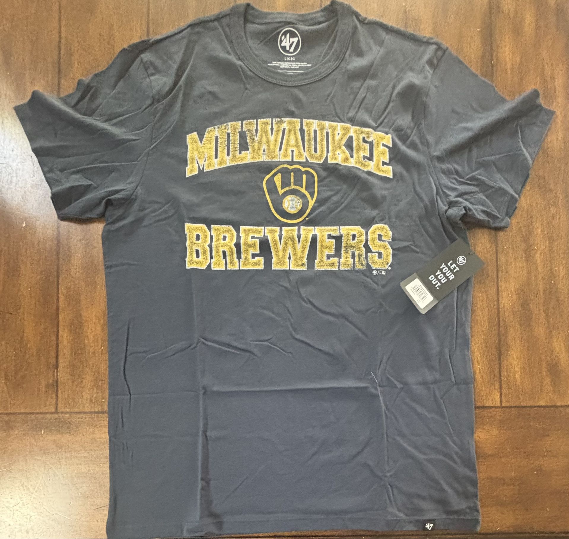 Milwaukee Brewers Fall Navy 47 Brand T-Shirt Adult Large
