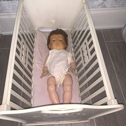 American character doll With Tiny Tears Cradle