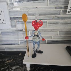  handcrafted Murano-style glass chef holding a large spoon. 