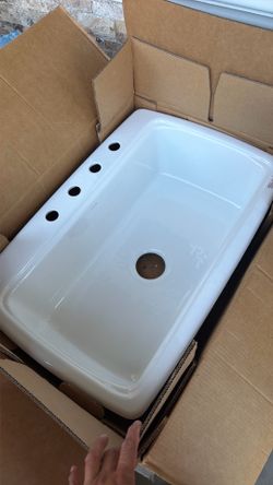 New Kohler Cape Dory Top Mount Cast Iron Kitchen Sink 33x22  White