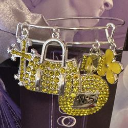 Yellow Charm Bangle Bracelet #3