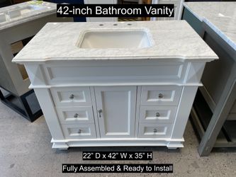 42" Bathroom Vanity with Carrara Marble Countertop & Solid Wood & Plywood Cabinet #3572