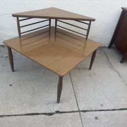 Mid Century Modern Formica Tiered Corner Table - 28x28x23 ½”