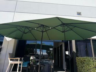 9'x15' Rectangular Outdoor Market Umbrella: UV & Fade Resistant, Steel Frame, Crank Handle