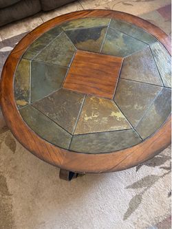 Stone look wood coffee table